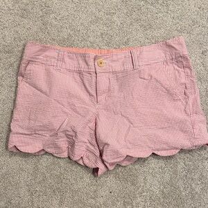 Women's Pink Lilly Pulitzer Seersucker Scallop Hem Shorts